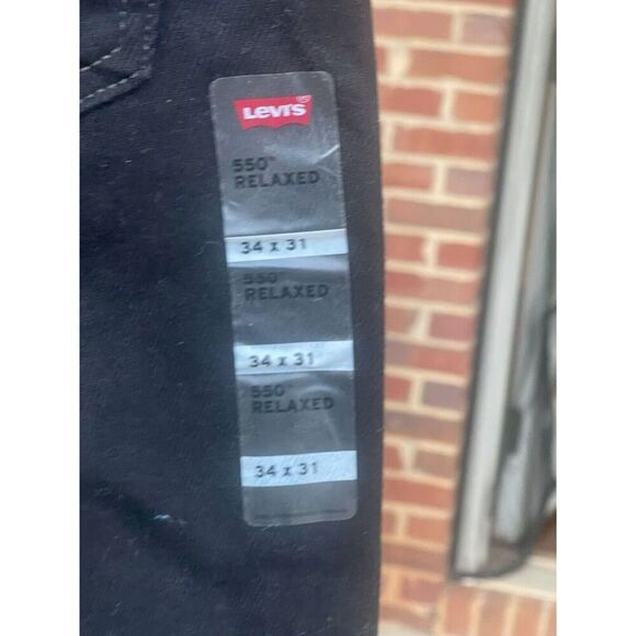 NWT Levi's 550 Men's Straight Jeans 34x31 Black Denim Cotton Relaxed Fit Stretch - Picture 7 of 13